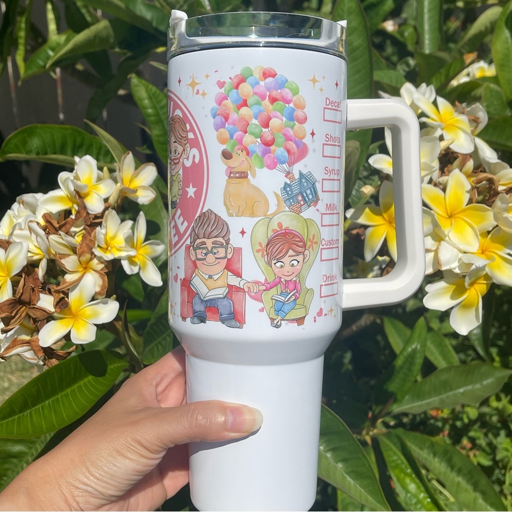 Custom 40 oz Tumbler Disney Carl and Ellie up 40 oz Double-wall vacuum - Picture 2 of 4